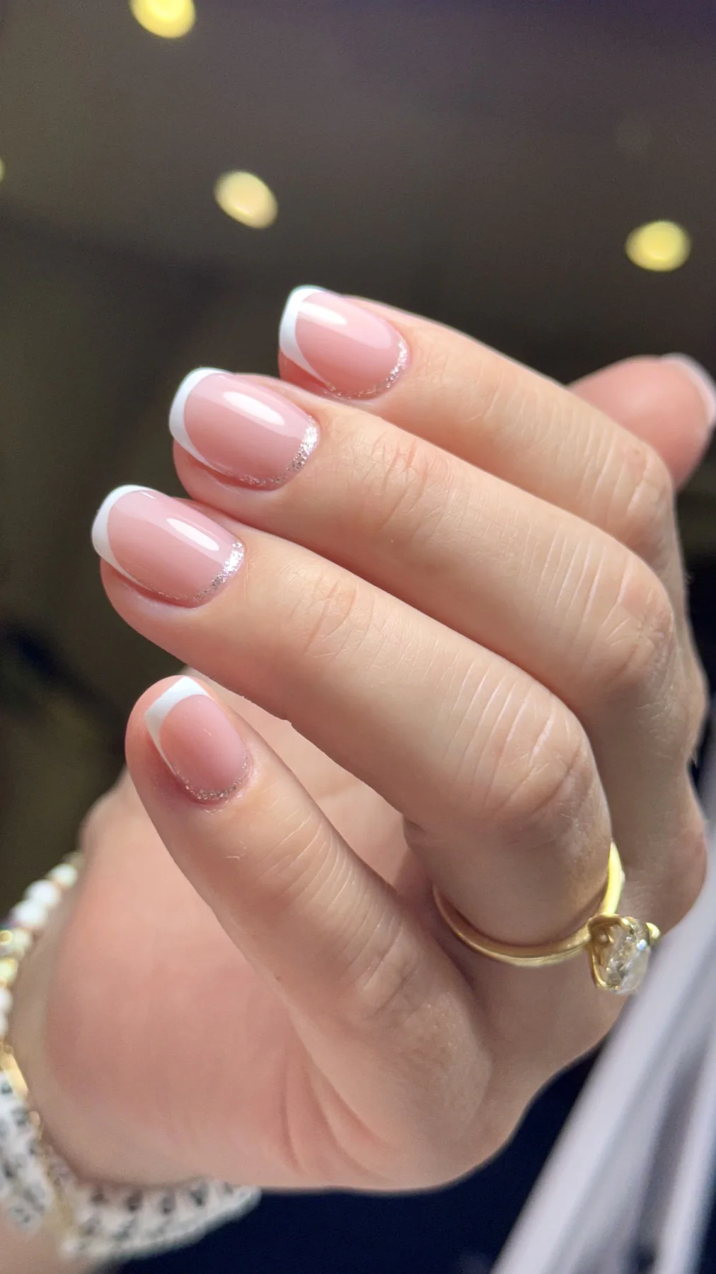 Silver micro French manicure by Maria